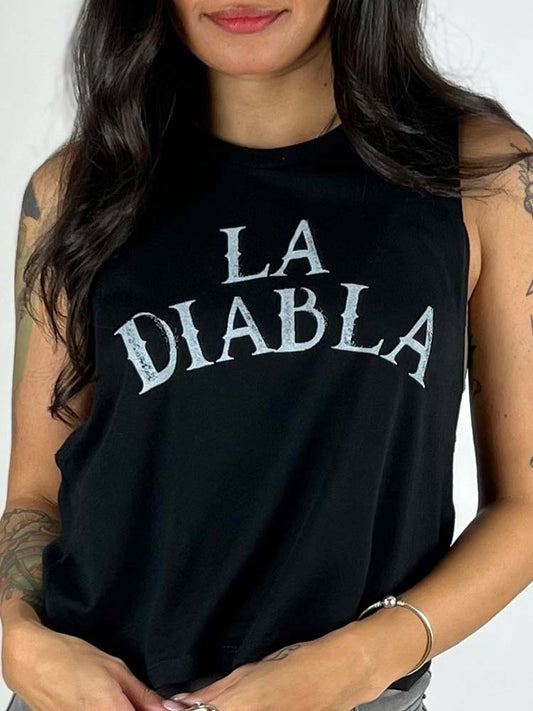 ladies Muscle Crop - La Diabla Graphic Print