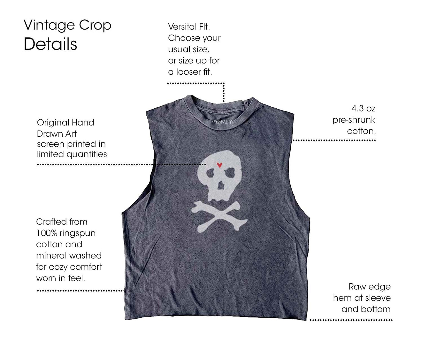 Jolly Roger Crop in Vintage Black