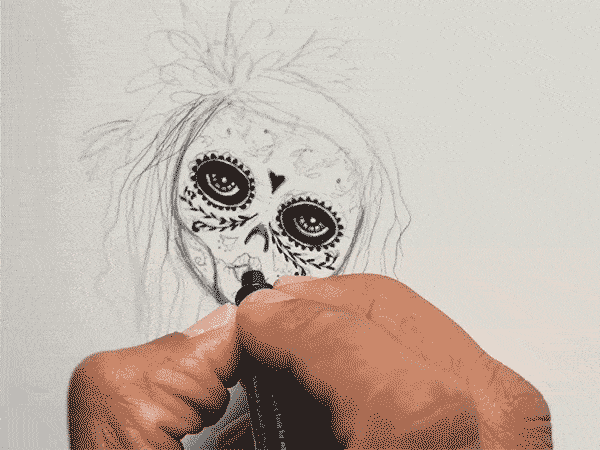 Drawing a sugar skull animation