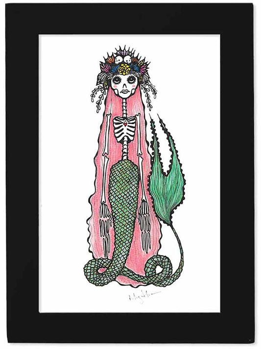 Pink Skeleton Mermaid Print