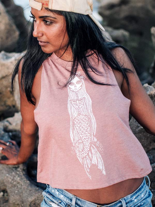 Uta Muertos Mermaid on Racerback Crop