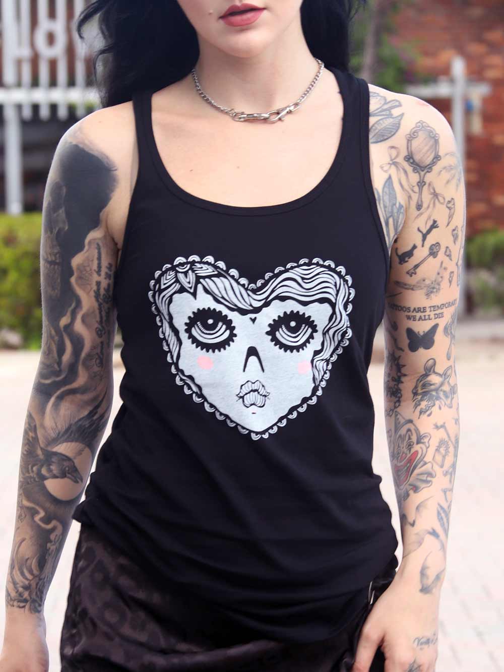 Women’s Racerback Tank – Heart Face Graphic