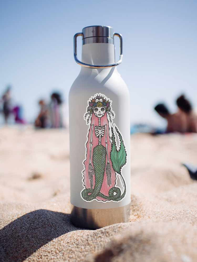 Mermaid Sticker on Water bottle