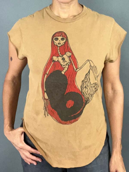 Red hair Skeleton Mermaid Graphic Tee