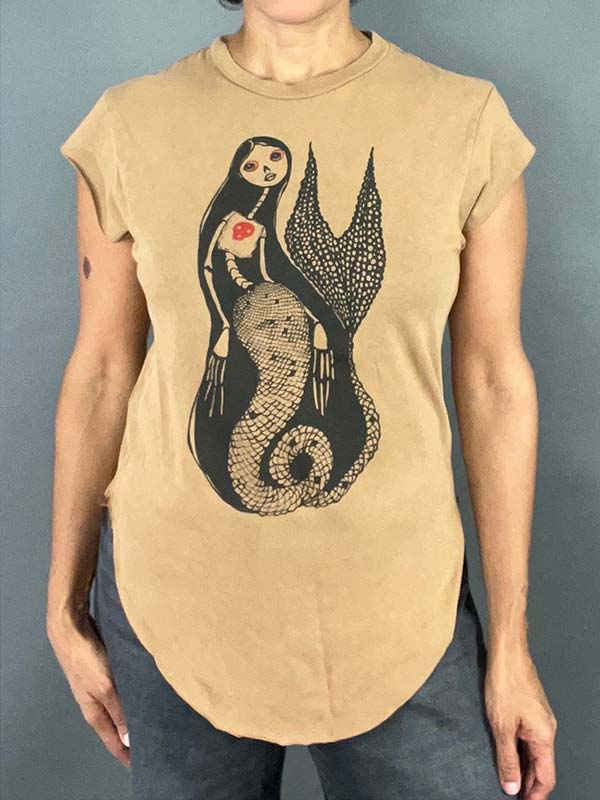 Pretty Skeleton Mermaid Graphic Tee