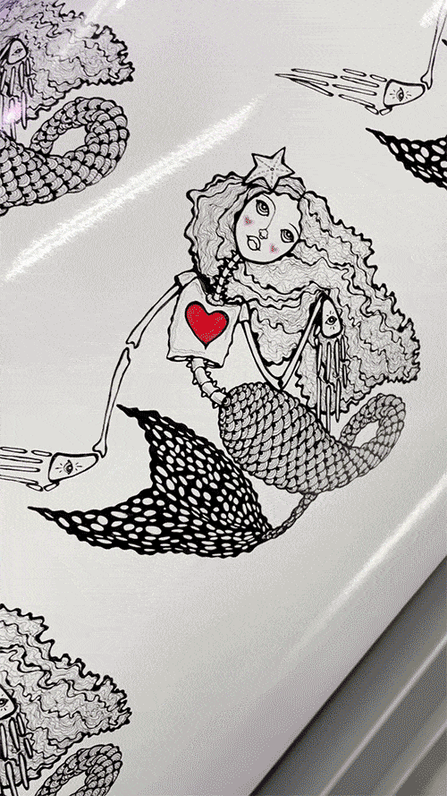 Cute Skeleton Mermaid Sticker w/ Heart - Corazón