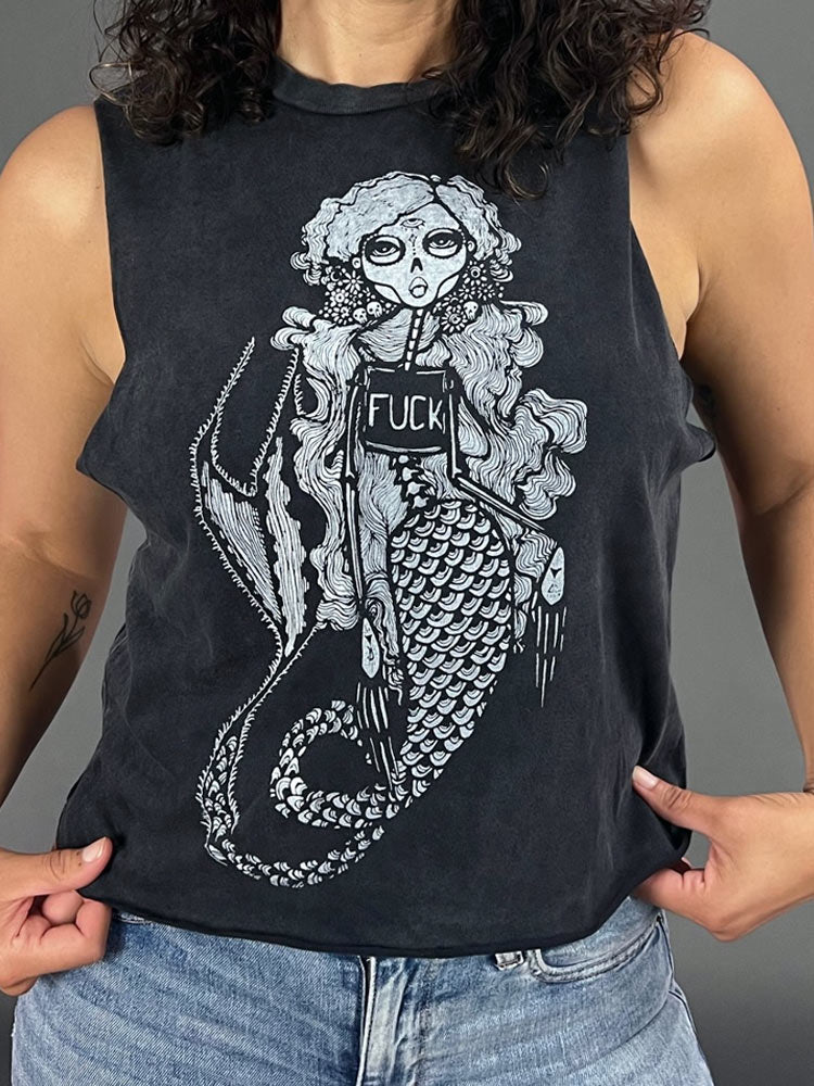 Mermaid Graphic Crop - Muertos F*@#