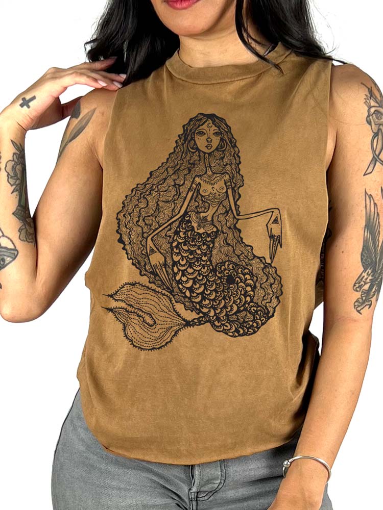 Mermaid Crop Top in Camel Color