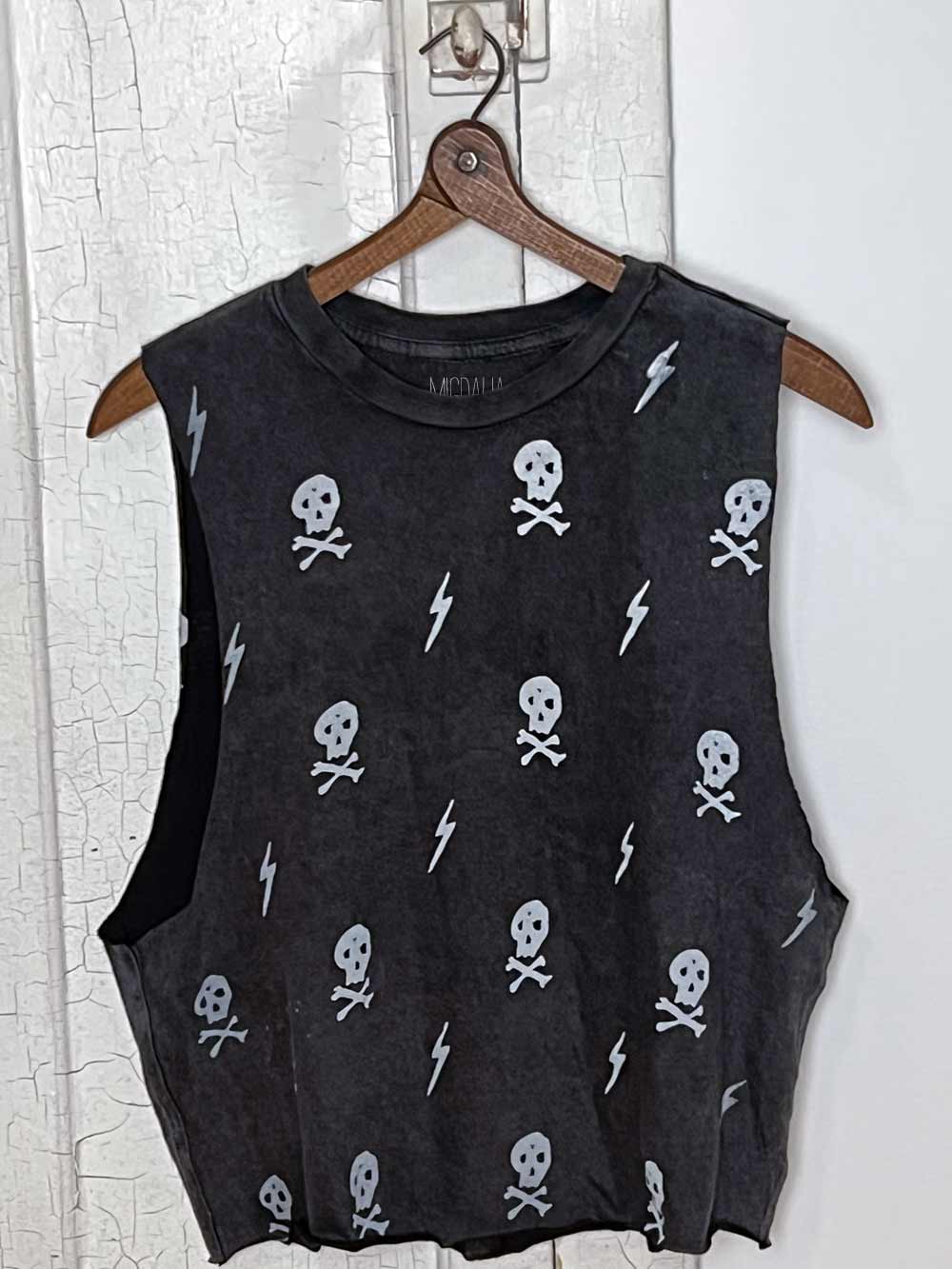 Rocker Crop top with skull and lighting bolt