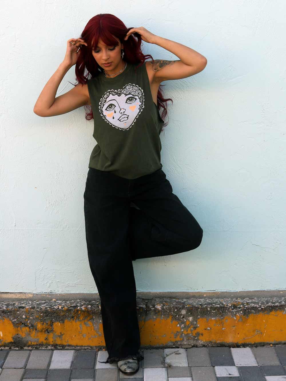 Crying Heart Face Crop Top