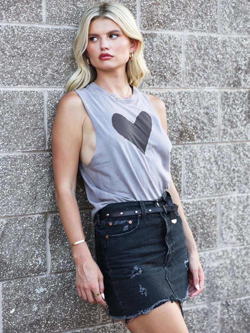 Black Heart Print on Zinc color crop top