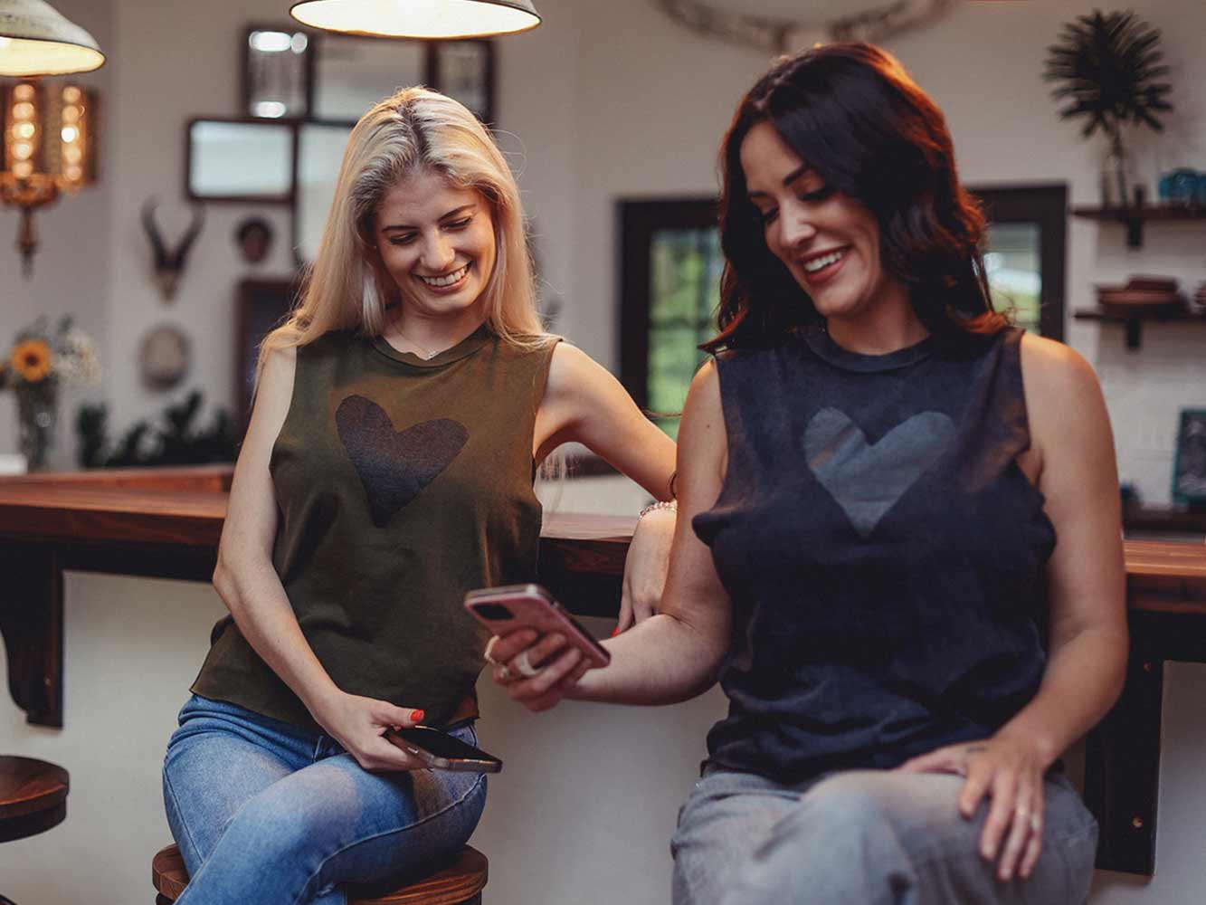 Black Heart Graphic on Vintage Black Crop