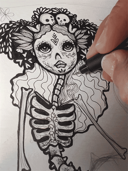 Sugar Skull Mermaid Graphic Tee - Luz Mar Grande