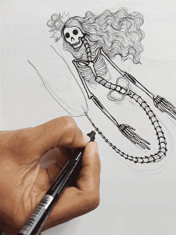 Print of Skeleton Mermaid - Mazu