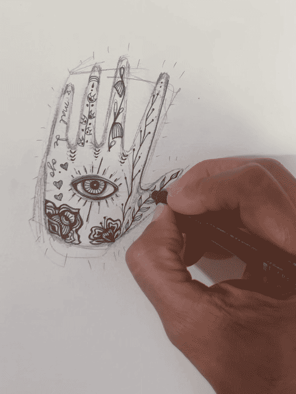 Hamsa Yoga Hand Drawing