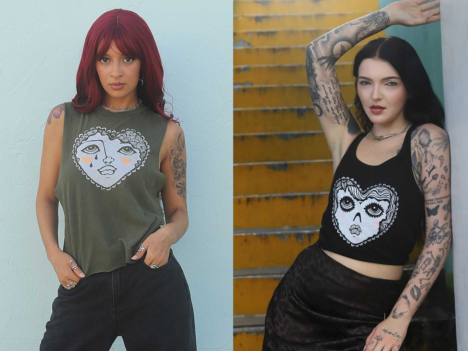 Crying Heart Tattoo inspired Graphic Shirts