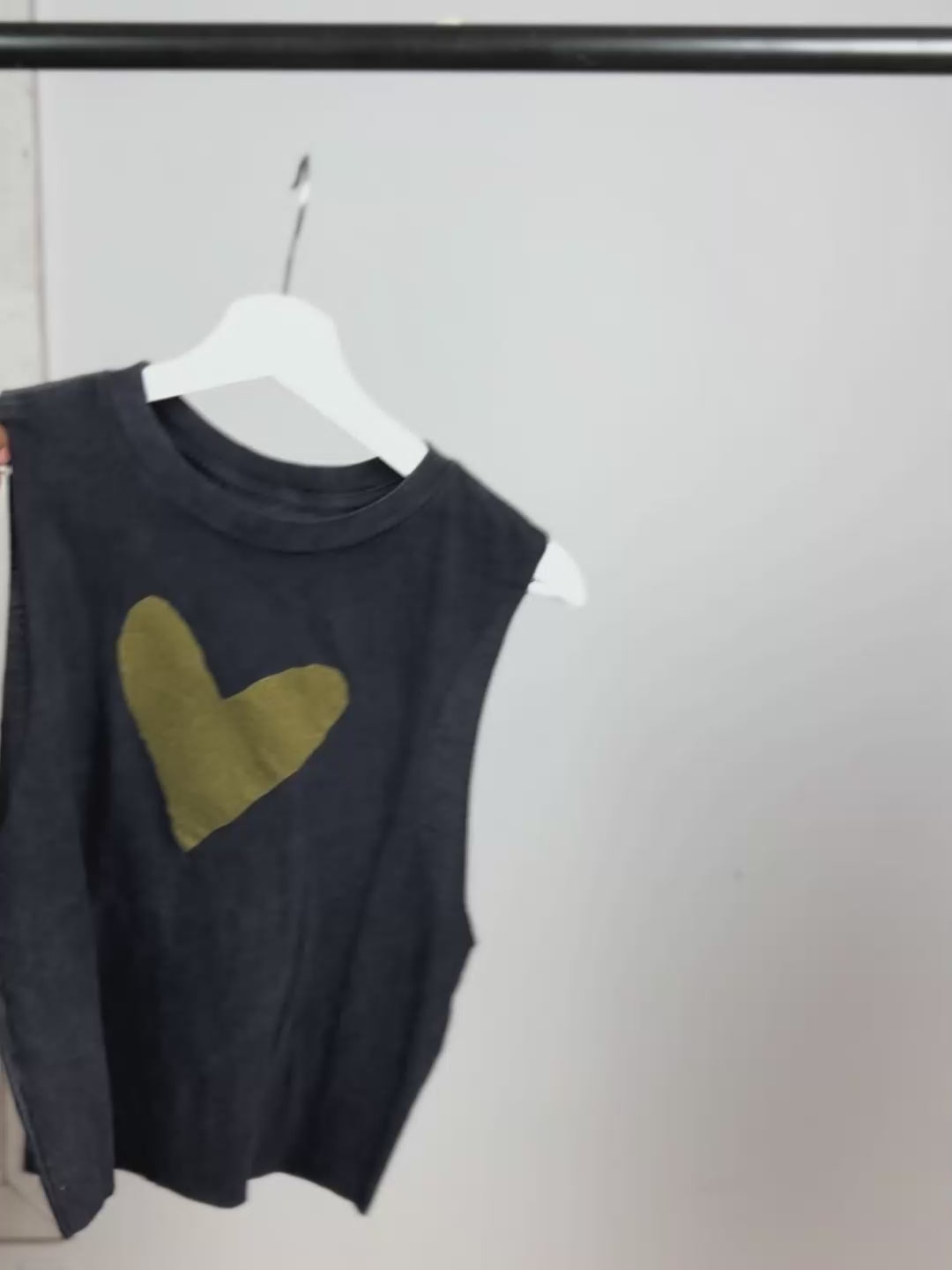 Black Crop with Gold Heart on Rack