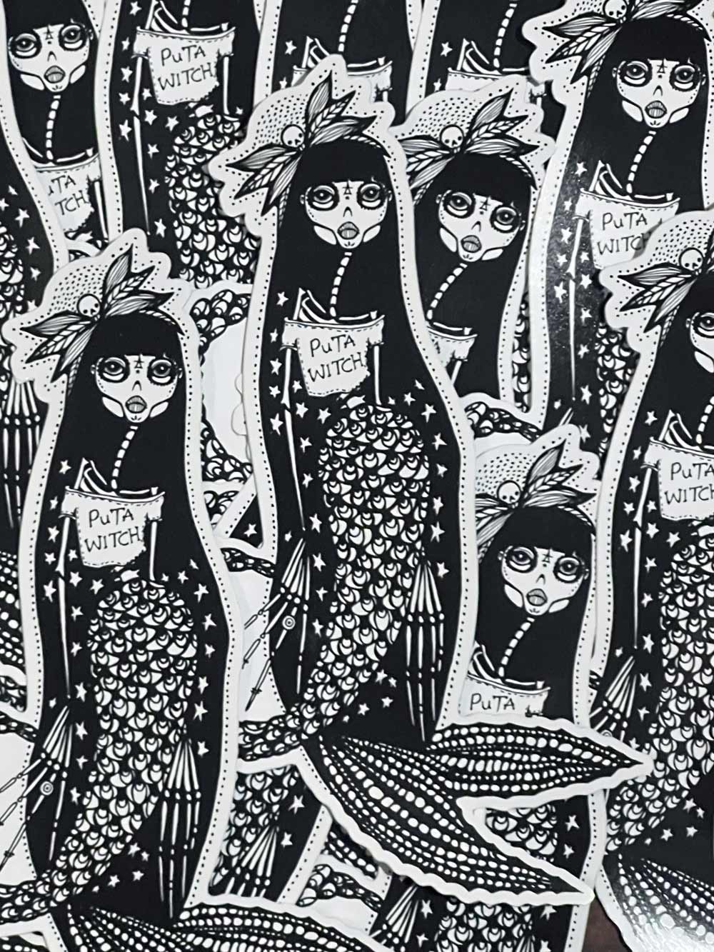 "Puta" Witch Mermaid Sticker