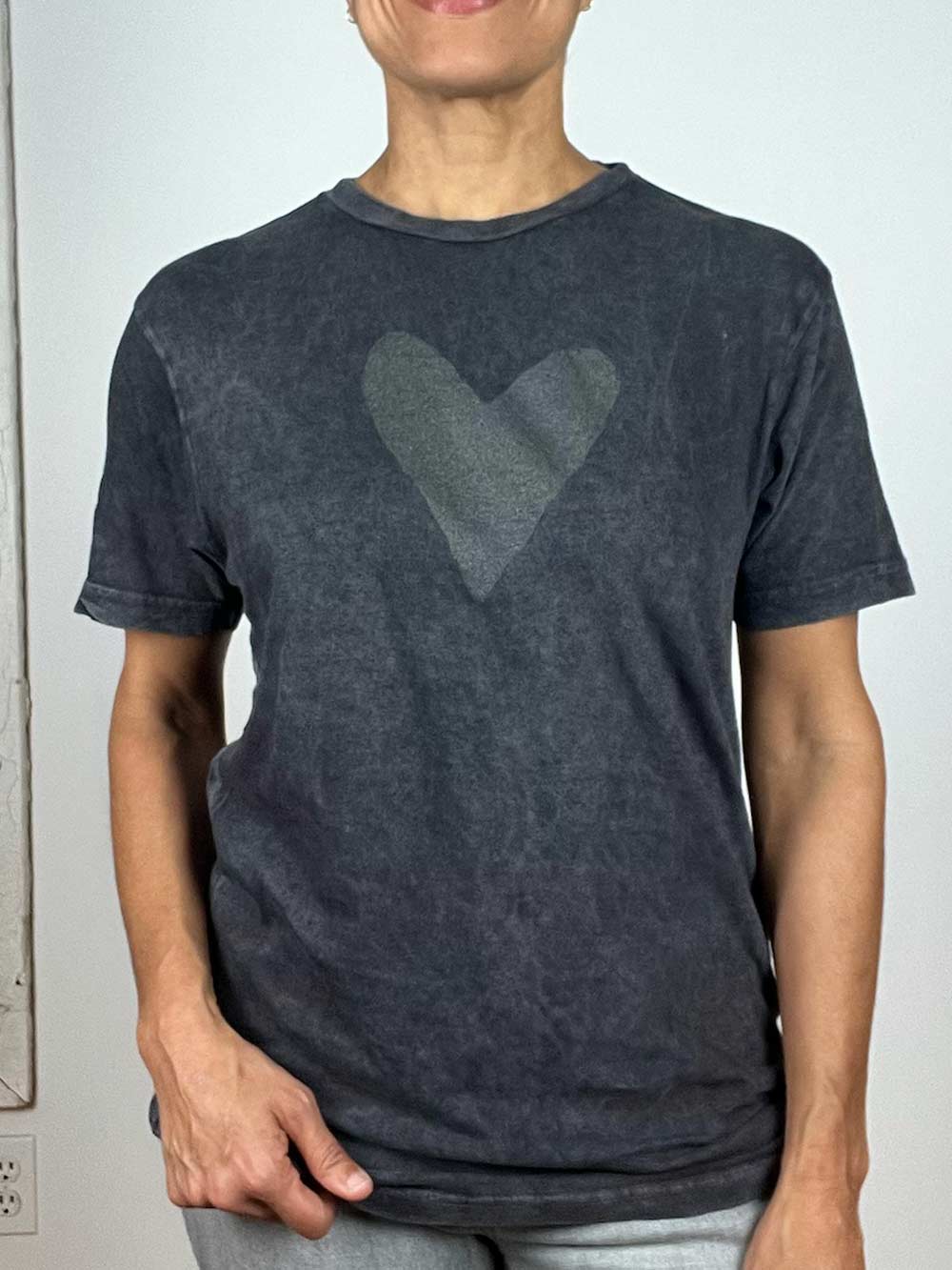 Black on Black Graphic Heart Tee