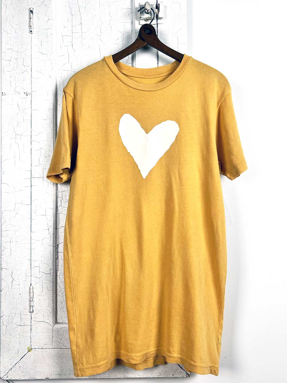 Graphic Heart on Vintage Mustard Tee