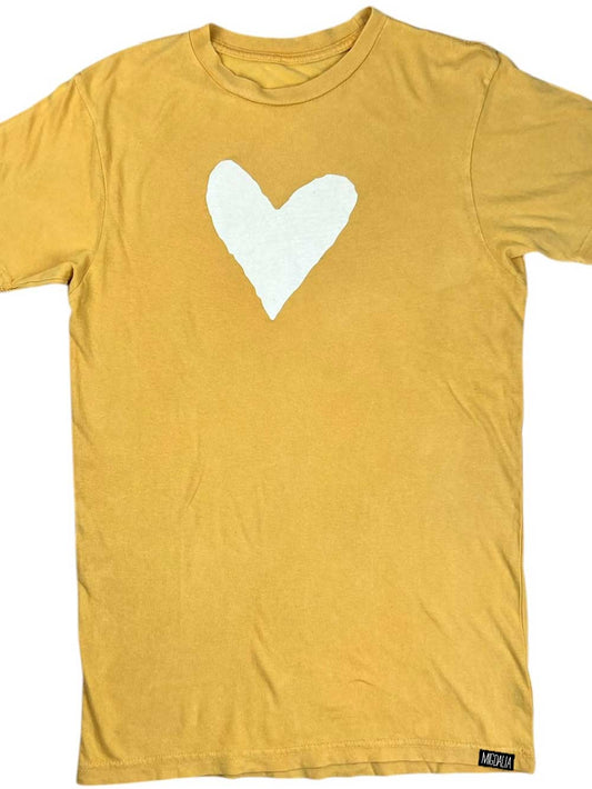 Graphic Heart on Vintage Mustard Tee