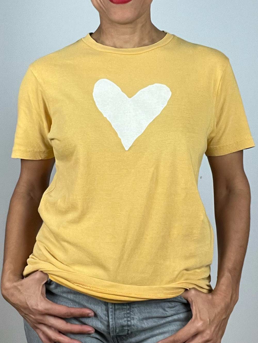 Graphic Heart on Vintage Mustard Tee