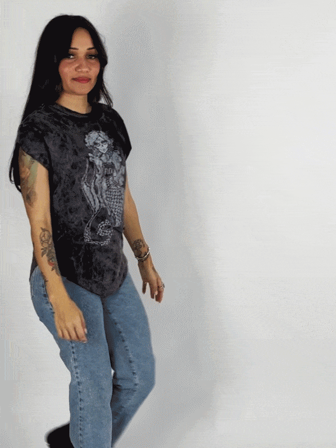 Muertos Mermaid Graphic Boyfriend Tee w/ word Fuck