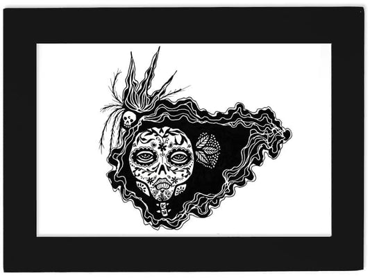 Framed Art Print - Sugar Skull Akna