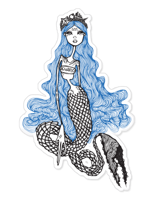 Vinyl Decal, Aquarius Mermaid