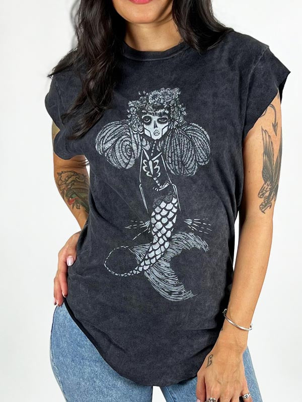 Día de Muertos Mermaid Graphic Boyfriend Tee