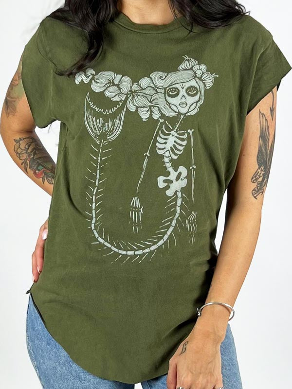 Skeleton Mermaid Graphic Boyfriend Tee