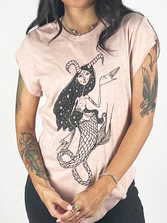 Capricorn Zodiac Mermaid Graphic Boyfriend Tee