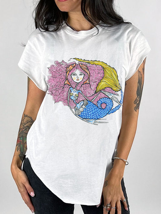 Pisces Zodiac Mermaid Graphic Boyfriend Tee