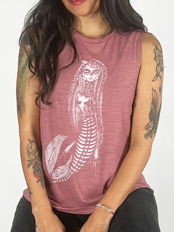 Sugar Skull Mermaid Zina Graphic Muscle Tank