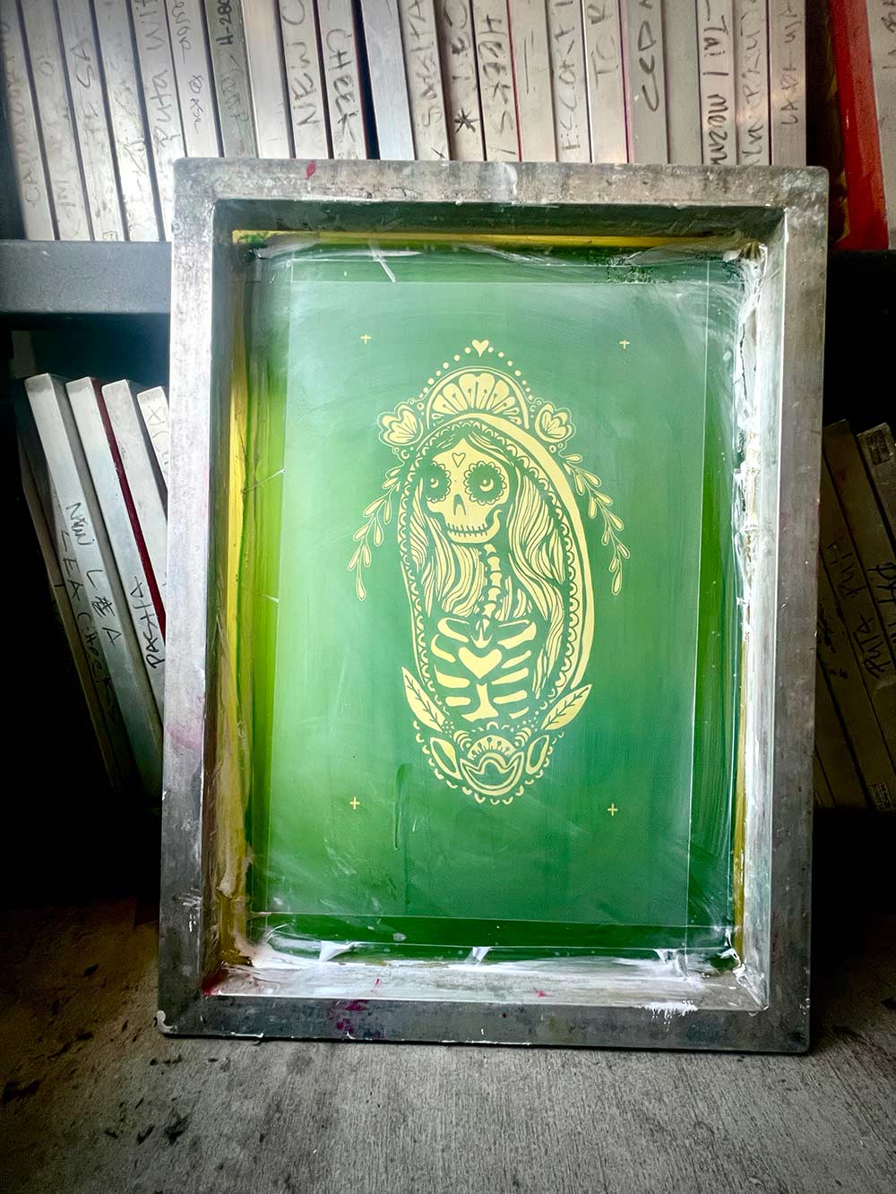 Screen with Sugar Skull Madona