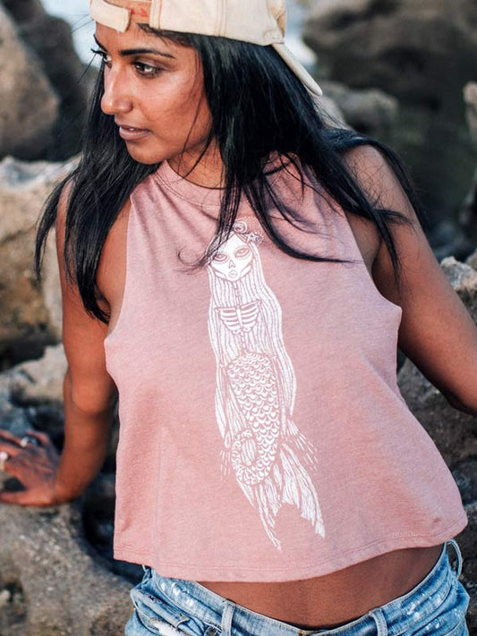 Uta Muertos Mermaid on Racerback Crop
