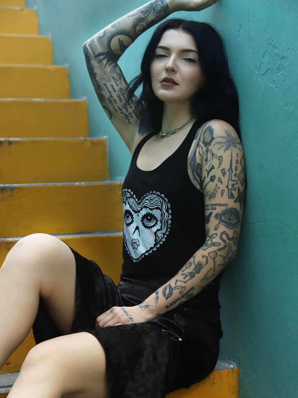 Racerback Tank – Heart Face Graphic