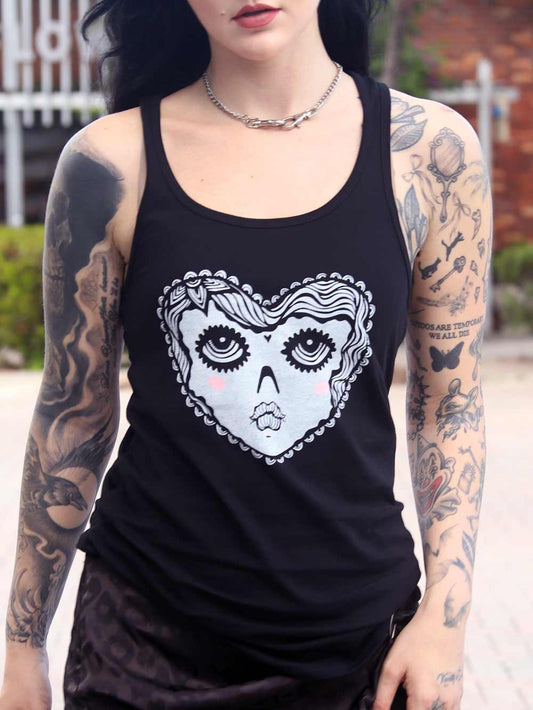 Women’s Racerback Tank – Heart Face Graphic