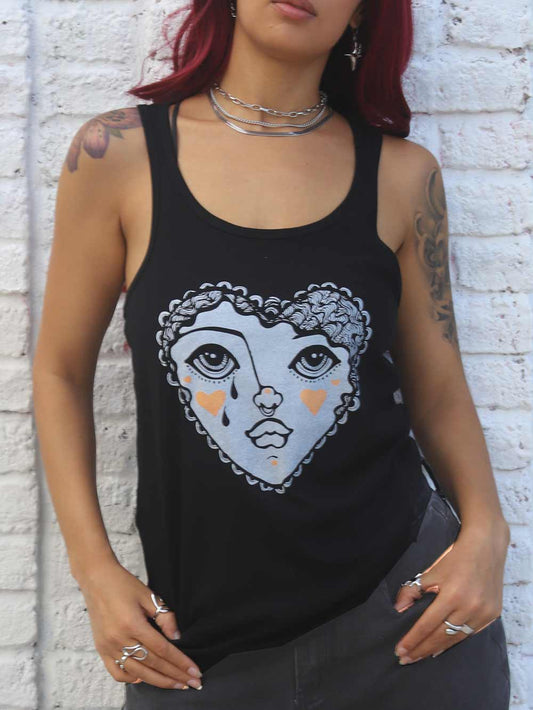 Crying Heart Face Tank Top