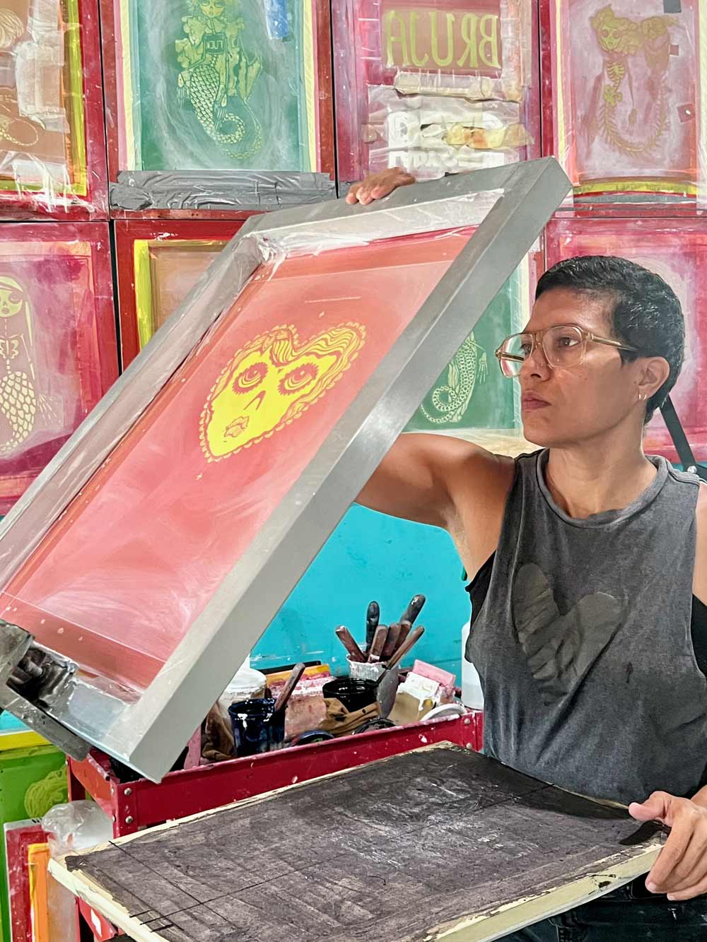 Screen Printing Heart Face