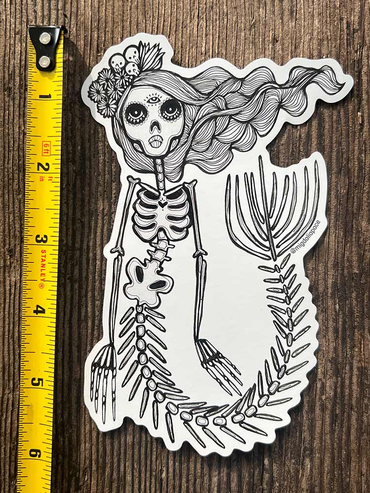 Day of the Dead Mermaid Vinyl Sticker - Ara