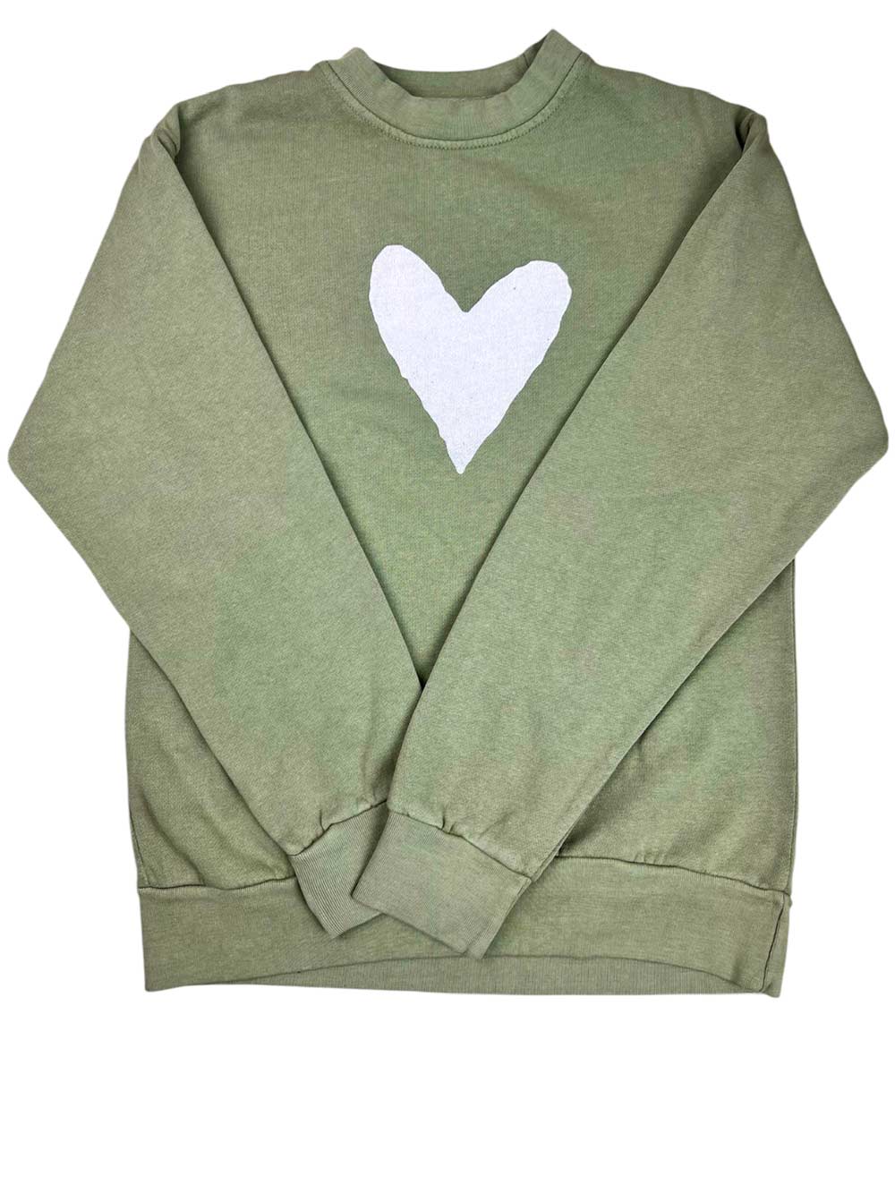 Green sweatshirt with Heart Graphic