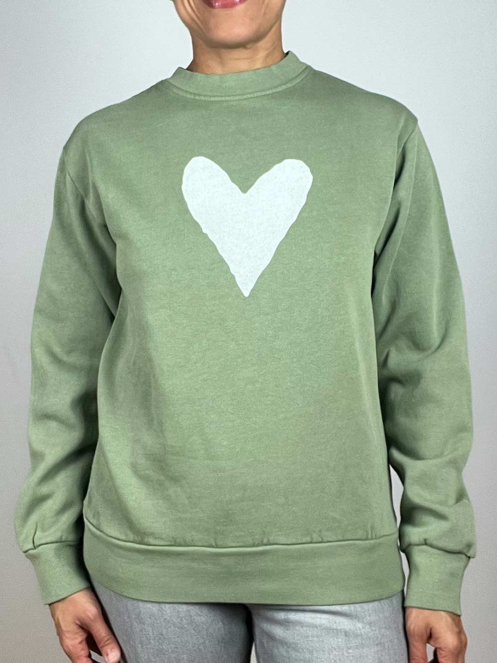 Green sweatshirt with Heart Graphic