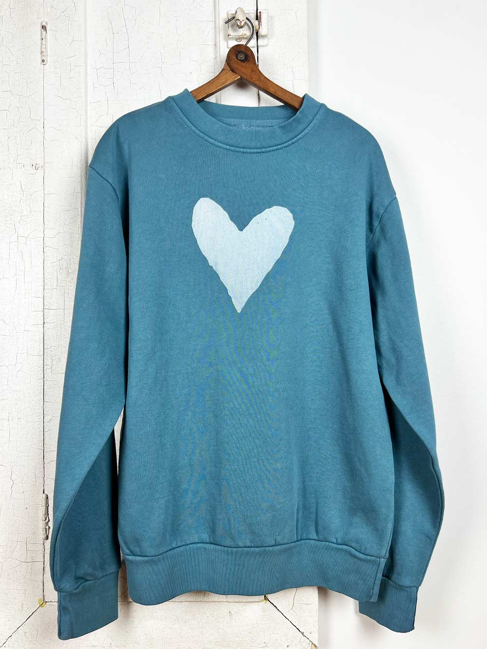 Blue Sweatshirt with White Heart