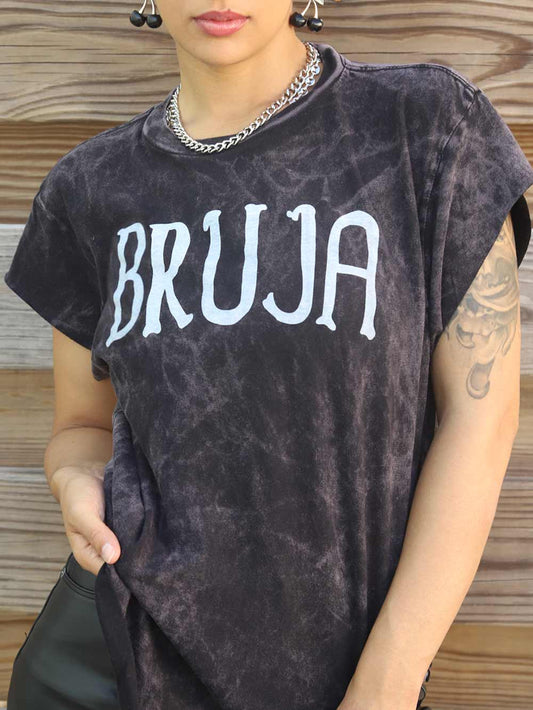 Bruja Graphic on black vintage wash Tee
