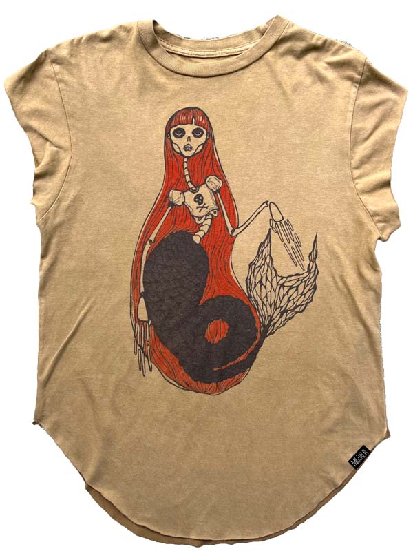Red hair Skeleton Mermaid Graphic Tee