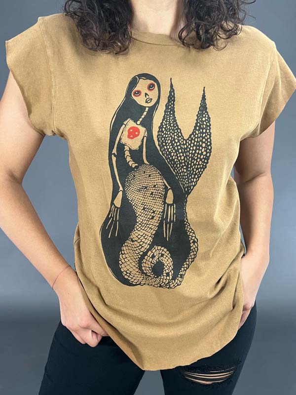 Pretty Skeleton Mermaid Graphic Tee