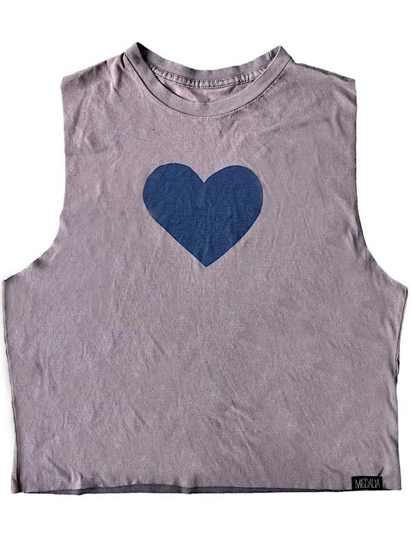 Crop Top with Blue Heart Graphic
