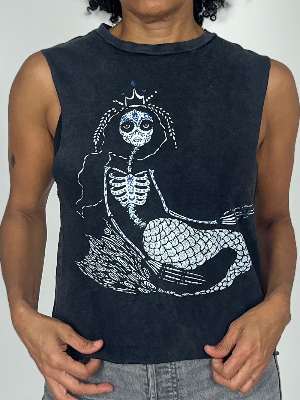 Skeleton Mermaid w/ tattoos crop top