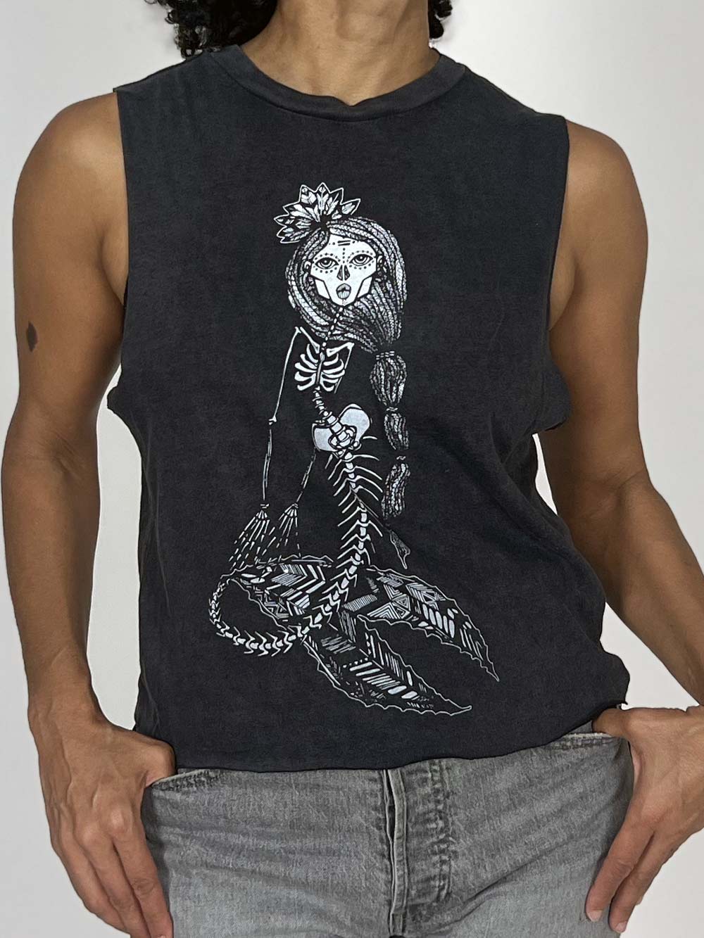 front of Skeleton Mermaid Crop Top Sedna